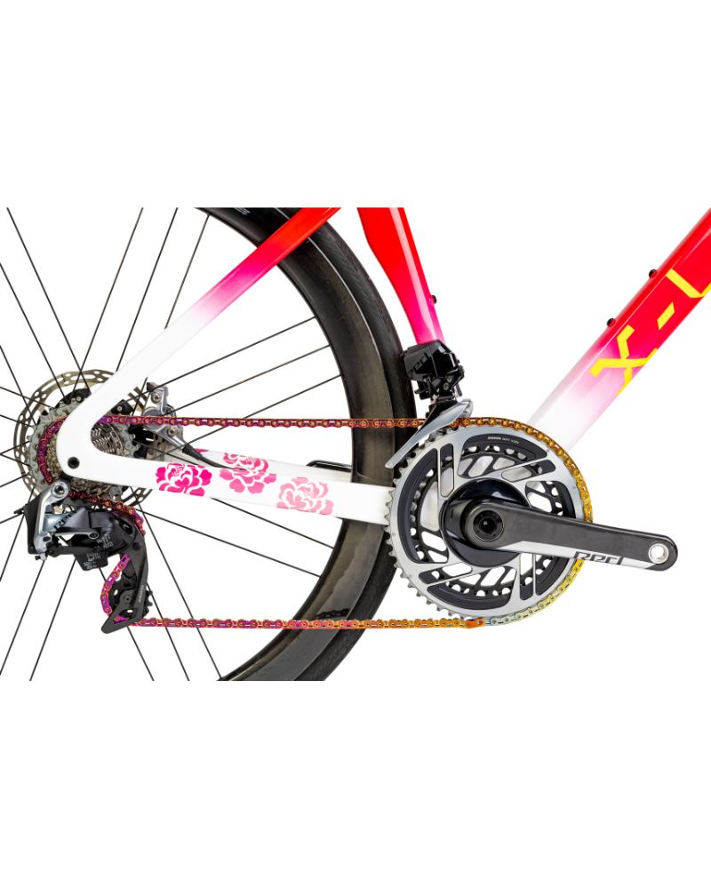KMC XSL Flat Go Waxed 12/13 Speed Flattop Chain - Crimson Blaze