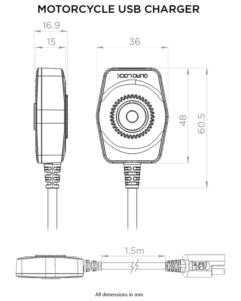 Quad Lock Motorcycle USB Charger